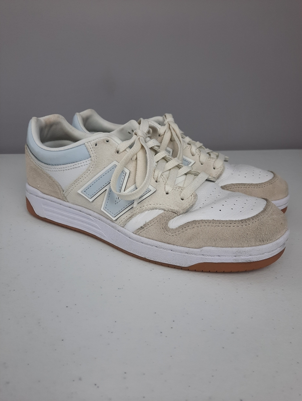 New Balance 480 Gender Inclusive Basketball Shoes Sea Salt Ice Blue Men's 10.5